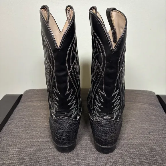 Bronco Made in USA Western Cowboy Style WM1950 Boots-Black-Leather-Men Size 10