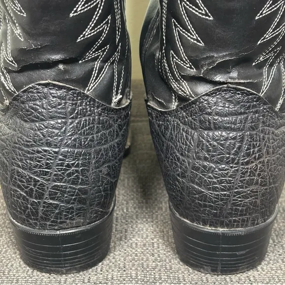 Bronco Made in USA Western Cowboy Style WM1950 Boots-Black-Leather-Men Size 10