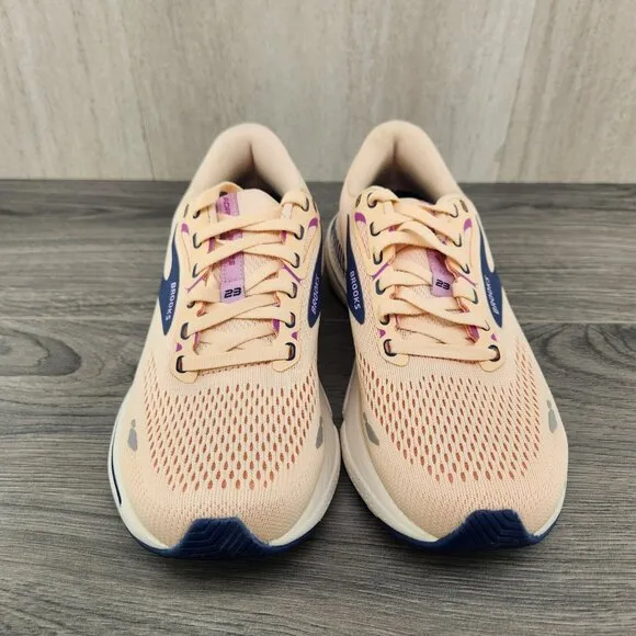 Brooks Adrenaline GTS 23 Size 10 Womens Apricot Orange Blue Running Shoes New