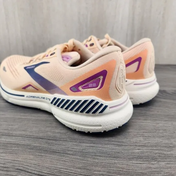Brooks Adrenaline GTS 23 Size 10 Womens Apricot Orange Blue Running Shoes New