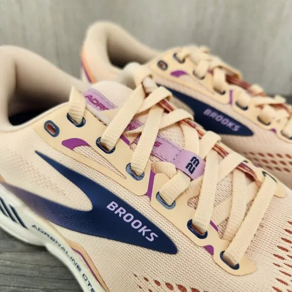 Brooks Adrenaline GTS 23 Size 10 Womens Apricot Orange Blue Running Shoes New