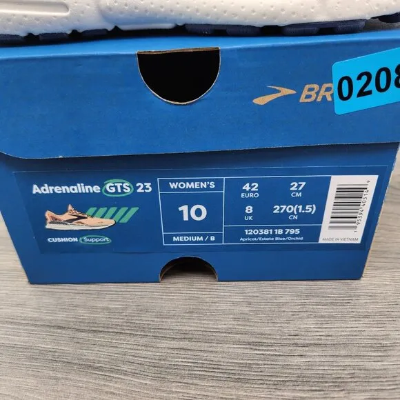Brooks Adrenaline GTS 23 Size 10 Womens Apricot Orange Blue Running Shoes New