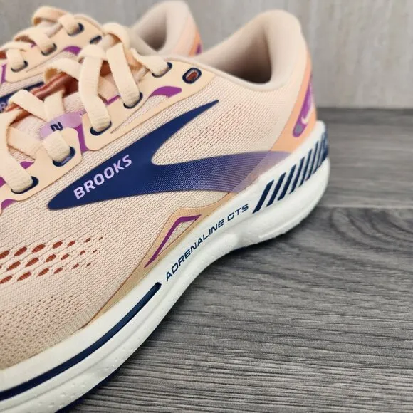 Brooks Adrenaline GTS 23 Size 10 Womens Apricot Orange Blue Running Shoes New