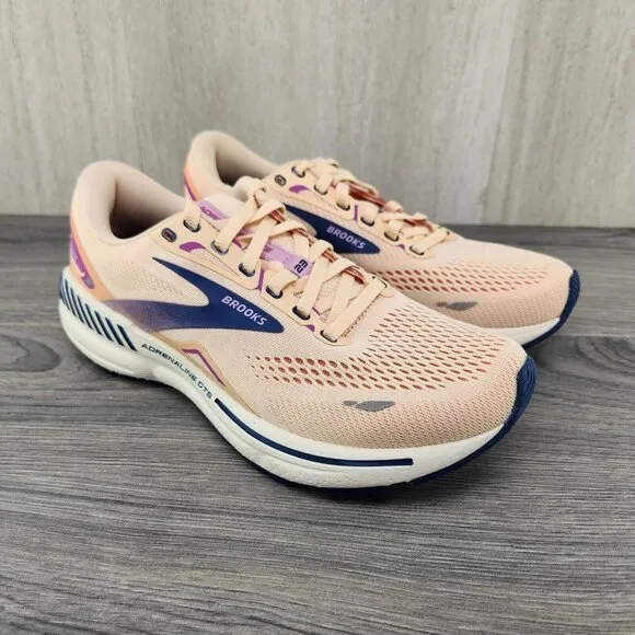 Brooks Adrenaline GTS 23 Size 10 Womens Apricot Orange Blue Running Shoes New