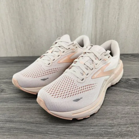 Brooks Adrenaline GTS 23 Sz 7.5 Womens Crystal Grey White Beige Running Shoes