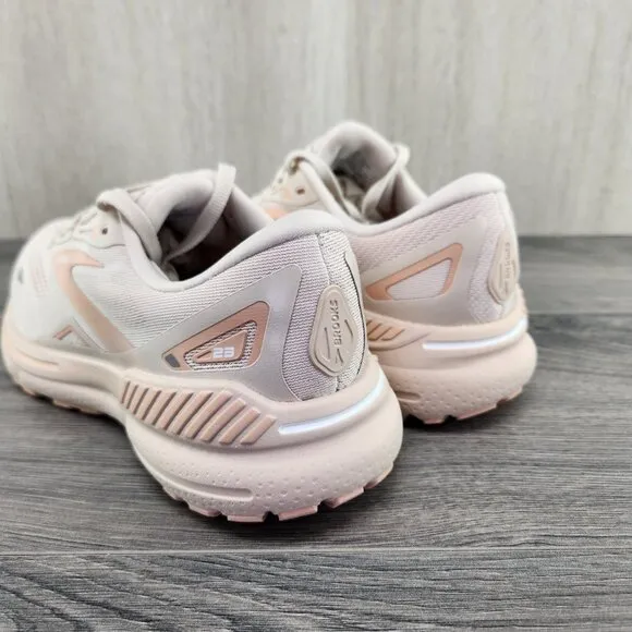 Brooks Adrenaline GTS 23 Sz 7.5 Womens Crystal Grey White Beige Running Shoes
