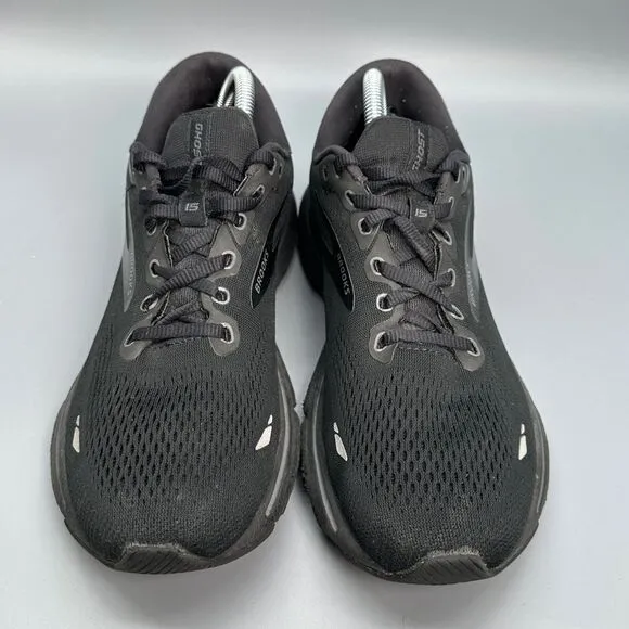 Brooks Ghost 15 Mens Size 9 Black Athletic Shoes Running Sneaker Lace Up Comfort