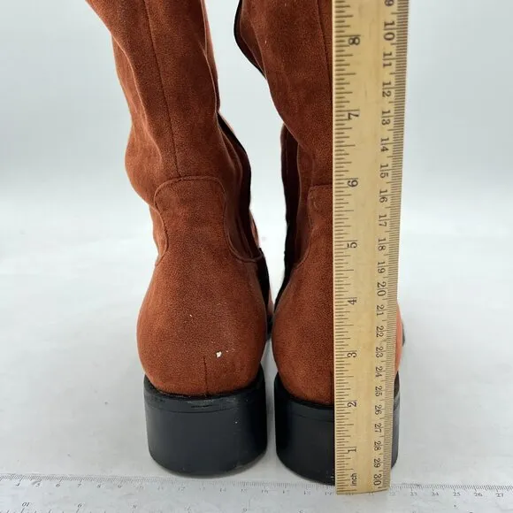 Brown Suede Women Dressy Party Booties Low Kitten Heels Pointed Toe Winter Boot