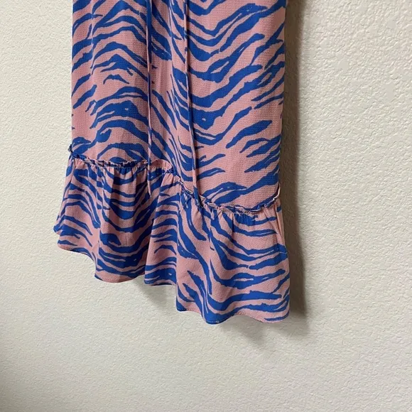 BUDDY LOVE | Spring Summer Zebra Print Ruched Mini Dress in Pink &amp; Blue | Size S