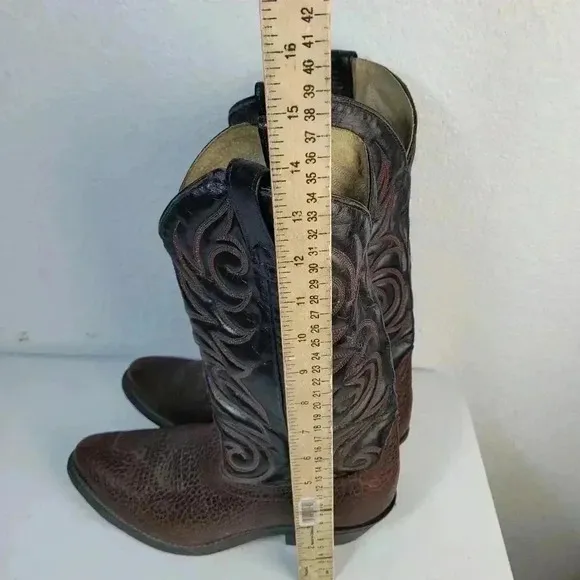 Bull Rider Boots Men Size 8 EE Wide Blue Brown Leather Western 10226
