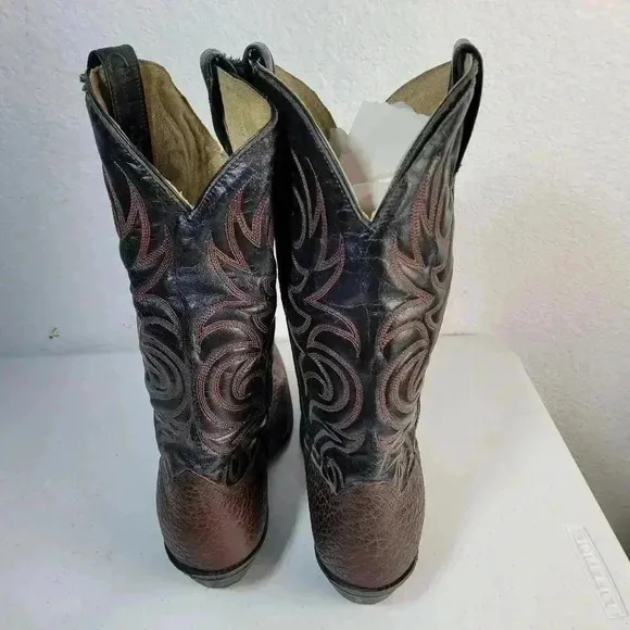 Bull Rider Boots Men Size 8 EE Wide Blue Brown Leather Western 10226