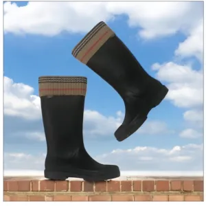 Burberry Black and Tan Winter Rain Boots