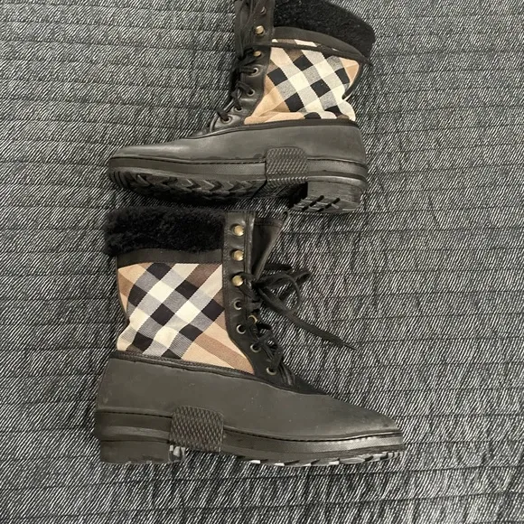 Burberry Check Fur Lined Rain/Winter Boots