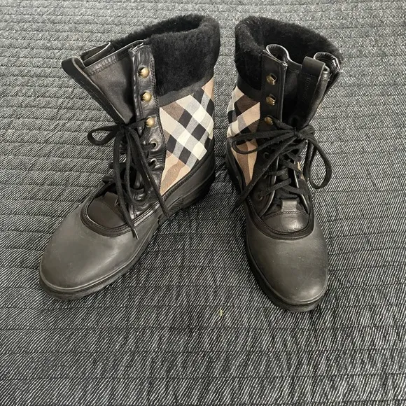 Burberry Check Fur Lined Rain/Winter Boots