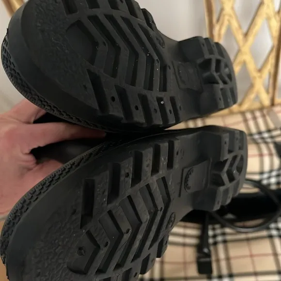 Burberry Knit Top Black and Cream Winter Rain Boots