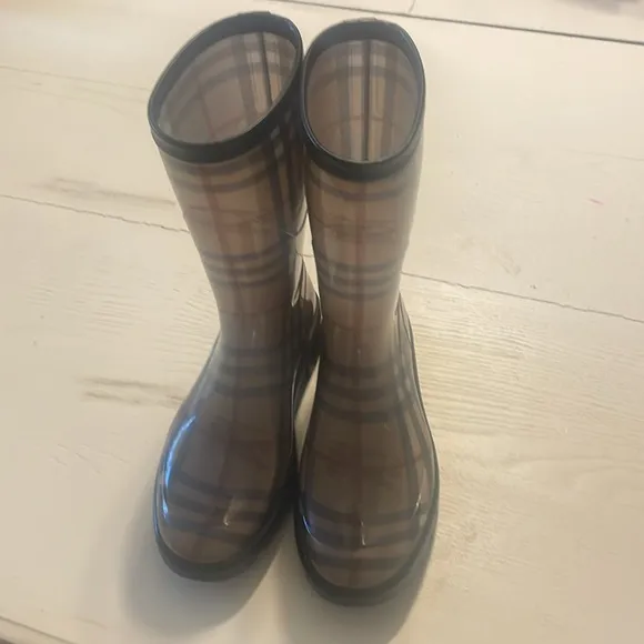 Burberry Nova Plaid Check Rubber Rain Boots size US 5.5/EU 36