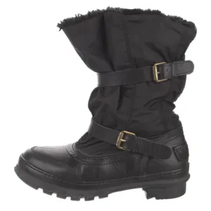 Burberry Sport real shearling nylon leather trim boots rubber sole size 40 9 euc