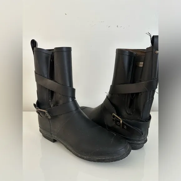 Burberry Unisex Rain Boots Men - Original Used - Rubber boots Black  Size US 7,5