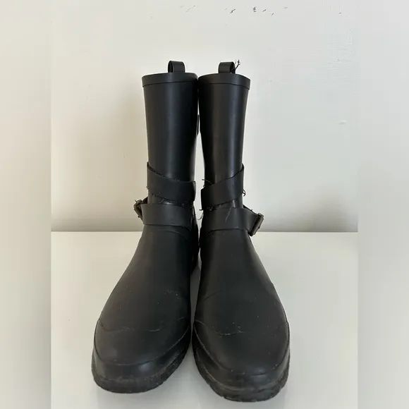 Burberry Unisex Rain Boots Men - Original Used - Rubber boots Black  Size US 7,5
