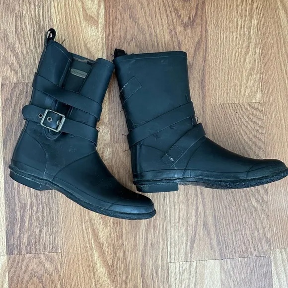 Burberry Unisex Rain Boots Men - Original Used - Rubber boots Black  Size US 7,5