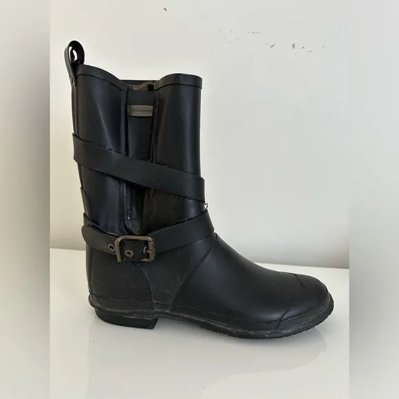 Burberry Unisex Rain Boots Men - Original Used - Rubber boots Black  Size US 7,5