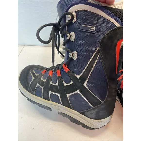 BURTON Moto MNS Snowboarding BOOTS Mens 10.5 Bone Out Blue Black Winter Lace