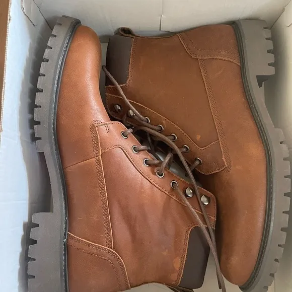 Calvin Klein Cavin Lace-UpBoot (Men) Shoes Boots Brown Leather Size 8.5