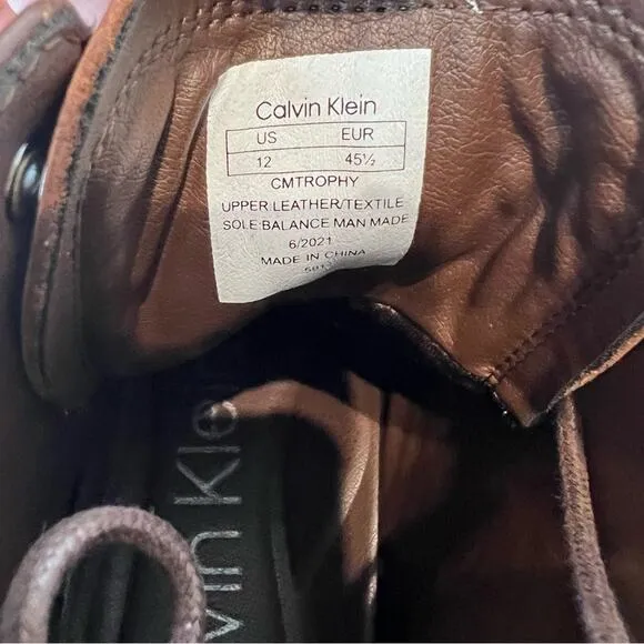 Calvin Klein CH Trophy Lace Up Leather Boots  Men Size 12