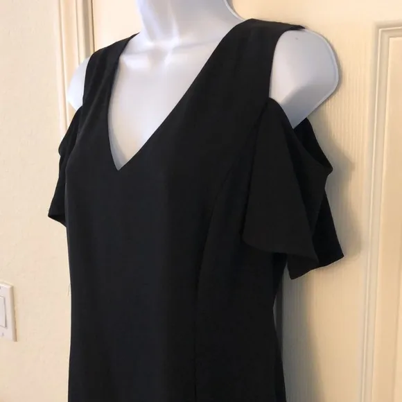 Calvin Klein Cold Shoulder Black V-Neck Dress