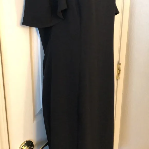 Calvin Klein Cold Shoulder Black V-Neck Dress