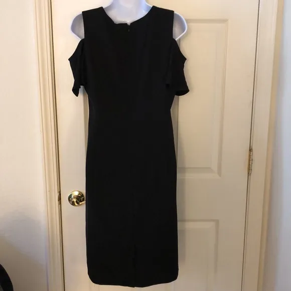 Calvin Klein Cold Shoulder Black V-Neck Dress