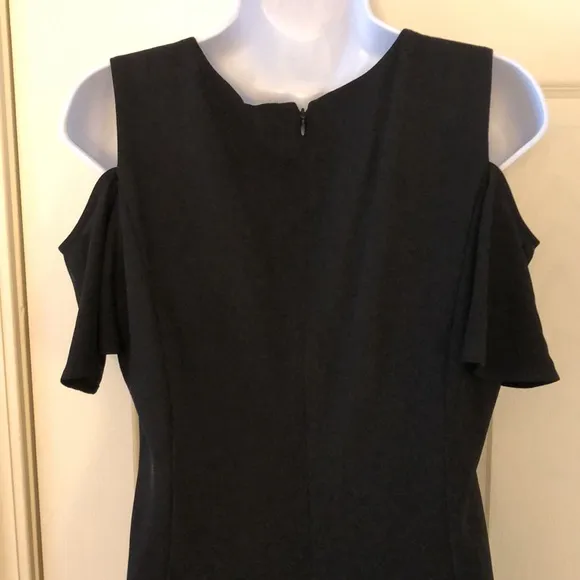 Calvin Klein Cold Shoulder Black V-Neck Dress