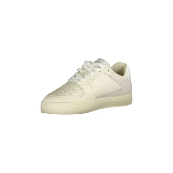 Calvin Klein Leather Ankle Boots with Buckle Detailing Men White Sneakers
