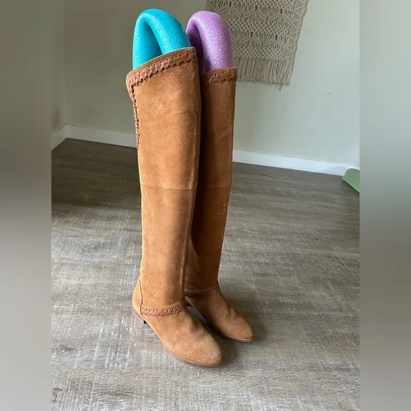 Candela Over The Knee High Riding Boots 9.5 Suede Leather Women Italy Brown boho