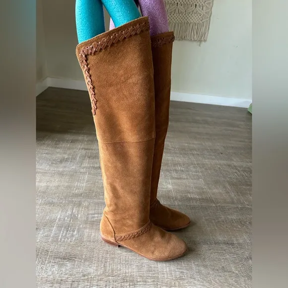 Candela Over The Knee High Riding Boots 9.5 Suede Leather Women Italy Brown boho