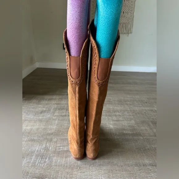Candela Over The Knee High Riding Boots 9.5 Suede Leather Women Italy Brown boho