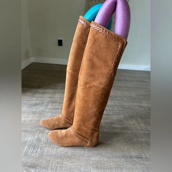 Candela Over The Knee High Riding Boots 9.5 Suede Leather Women Italy Brown boho