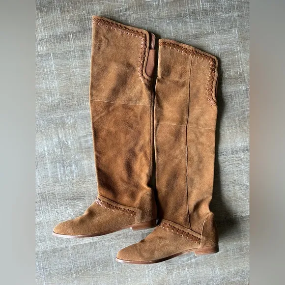 Candela Over The Knee High Riding Boots 9.5 Suede Leather Women Italy Brown boho