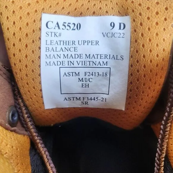 Carolina CA5520 6&quot; Waterproof Composite Broad Toe Work Boots Mens Size 9 D Brown
