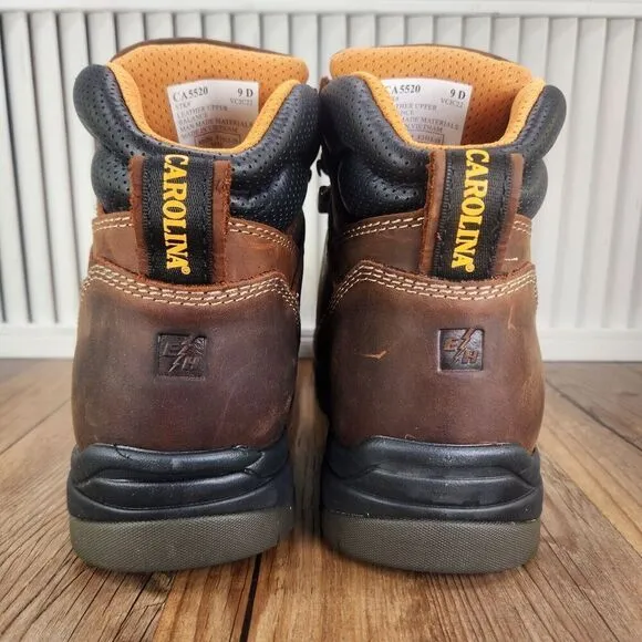 Carolina CA5520 6&quot; Waterproof Composite Broad Toe Work Boots Mens Size 9 D Brown