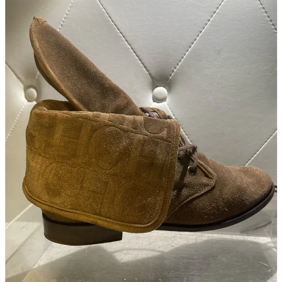 Carolina Herrera CH women suede leather boots shoes sz 38 made in spain
