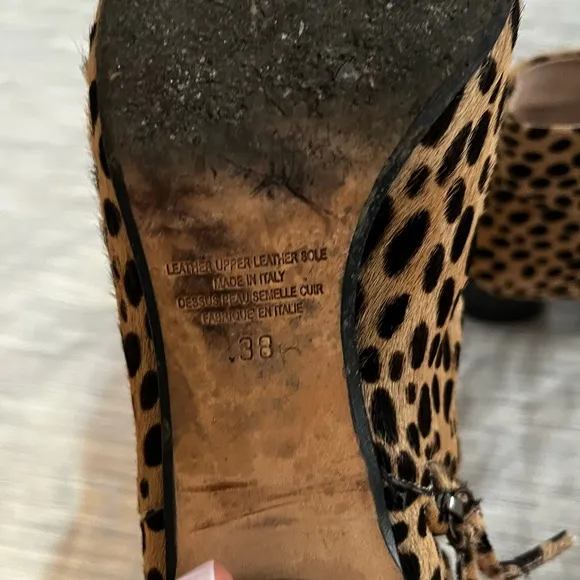 Cavellini Women’s Calf Hair Leopard Print Ankle Boot Size 38 US 7.5