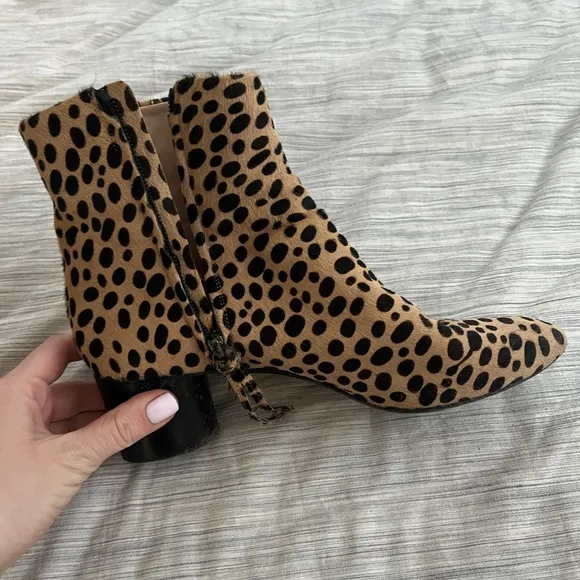 Cavellini Women’s Calf Hair Leopard Print Ankle Boot Size 38 US 7.5