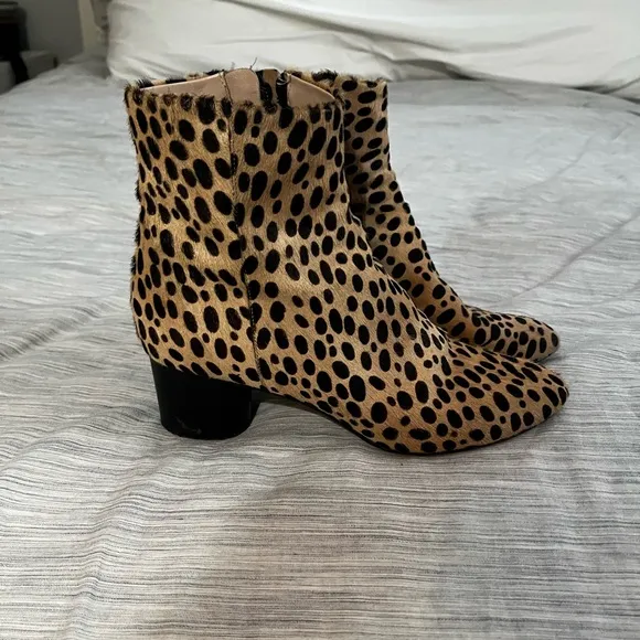 Cavellini Women’s Calf Hair Leopard Print Ankle Boot Size 38 US 7.5