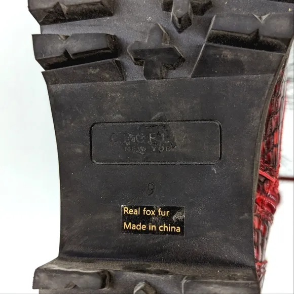 Cecelia New York Trekker Red Leather Croc Boots