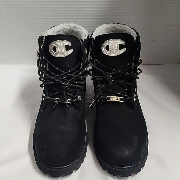 Champion Timberland Premium 6 in Shearling Boot Black Nubuck sz 6.5 junior