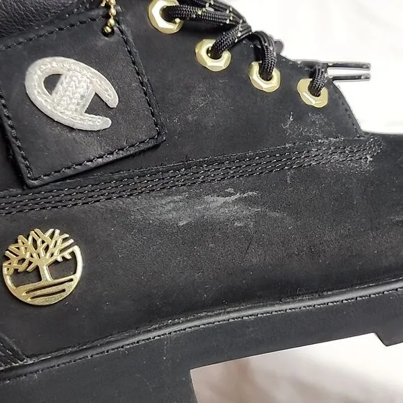 Champion Timberland Premium 6 in Shearling Boot Black Nubuck sz 6.5 junior