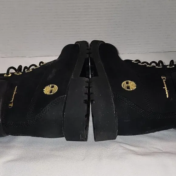 Champion Timberland Premium 6 in Shearling Boot Black Nubuck sz 6.5 junior
