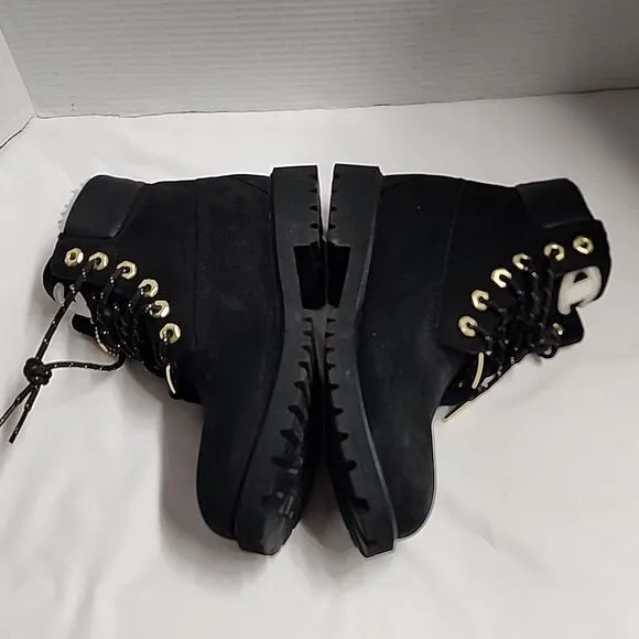 Champion Timberland Premium 6 in Shearling Boot Black Nubuck sz 6.5 junior