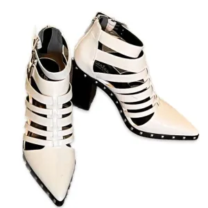 Charles David White Ankle Boots With Studs Women Size 7.5 Diesel Bootie